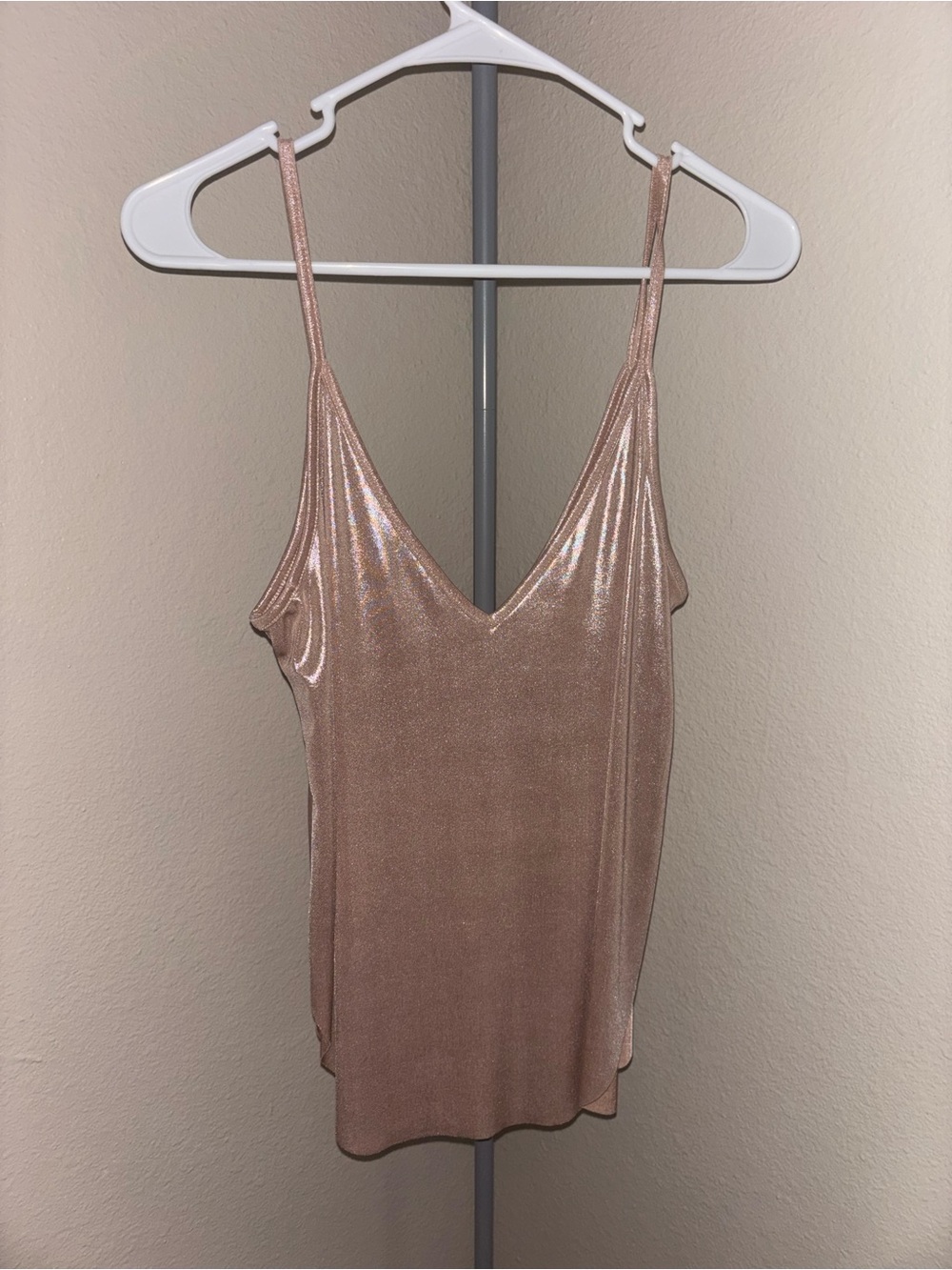 Shimmery Rose Gold V-Neck Camisole